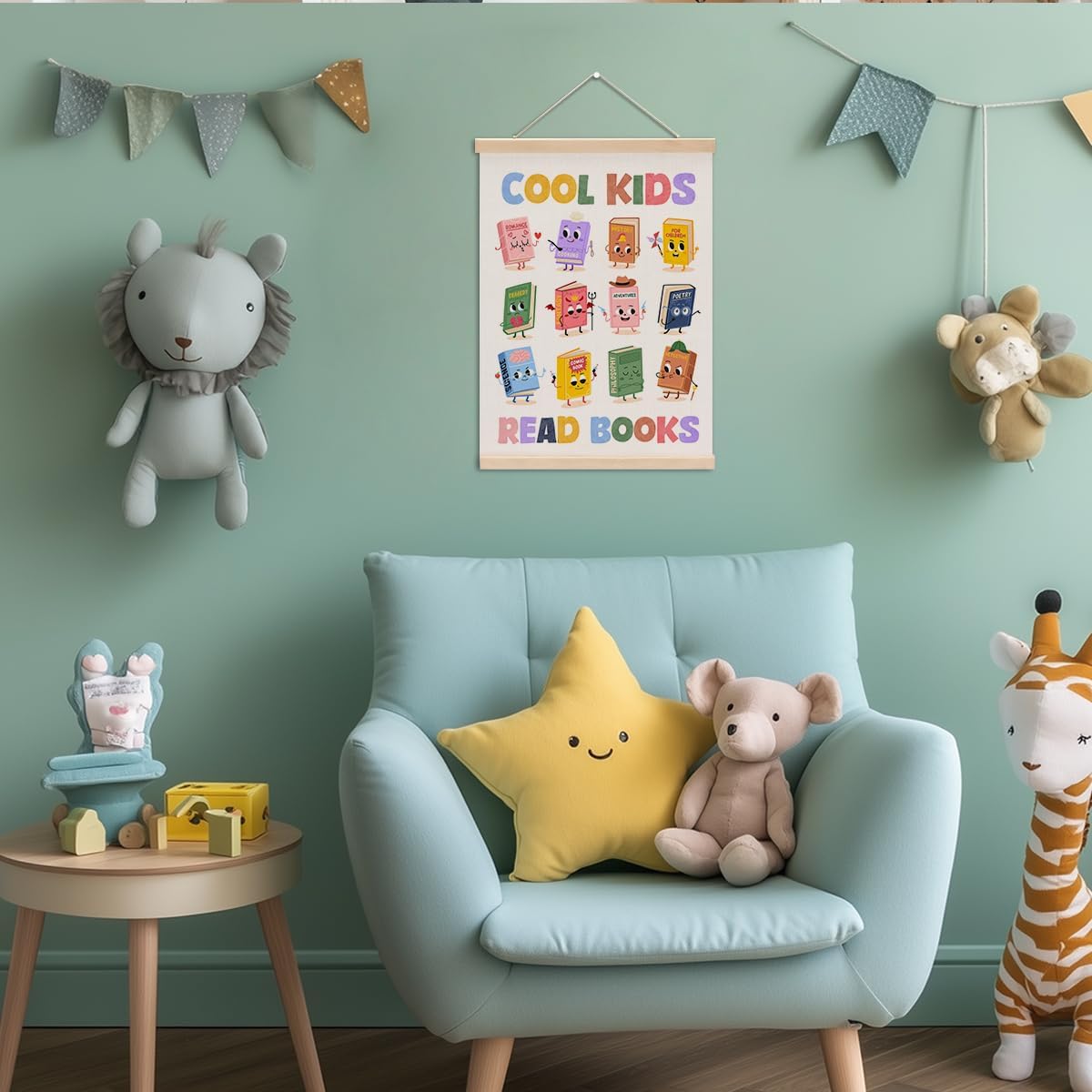 Reading Poster Hanger, Reading Nook Classroom Decor Wall Decor, Toddler Learning Posters, Educational Posters Wall Art Wall Hanging Banner Farmhouse Living Room Nursery Home Baby Room Decor
