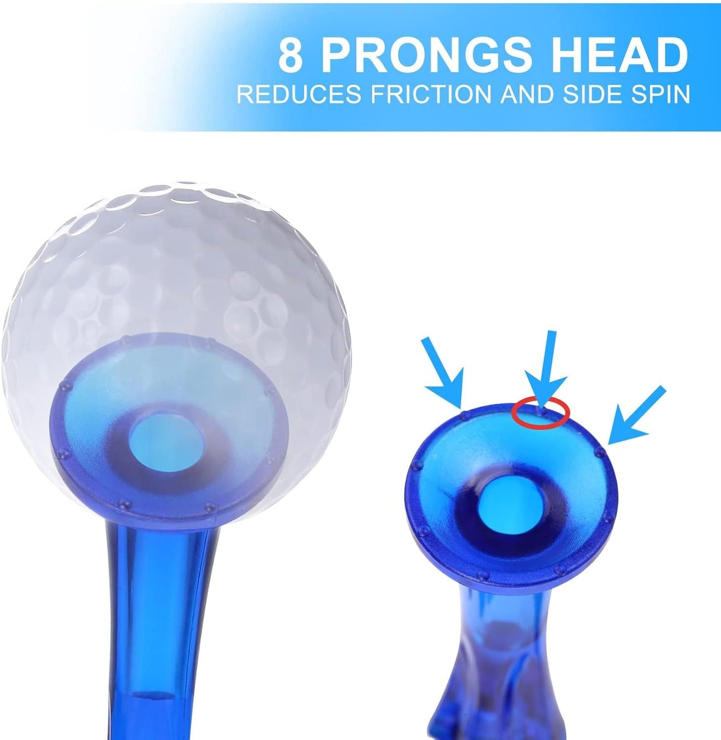 Golf Tees 3-1/4’’ 50 Count Plastic Golf Tees Reduced Friction & Side Spin Professional Unbreakable Golf Tees Durability and Stability Golf Tee