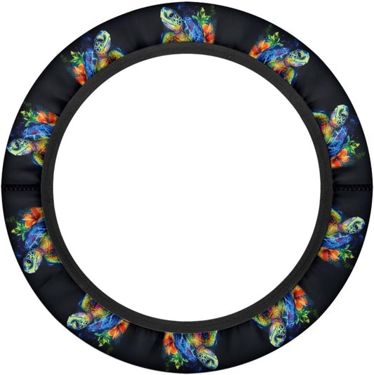 Turtle Golf Cart Steering Wheel Cover Flower 13-14 Inch Golf Cart Steering Wheel Covers Anti-Slip Sun Shade Club Car Accessories Decor Easy to Install and Clean