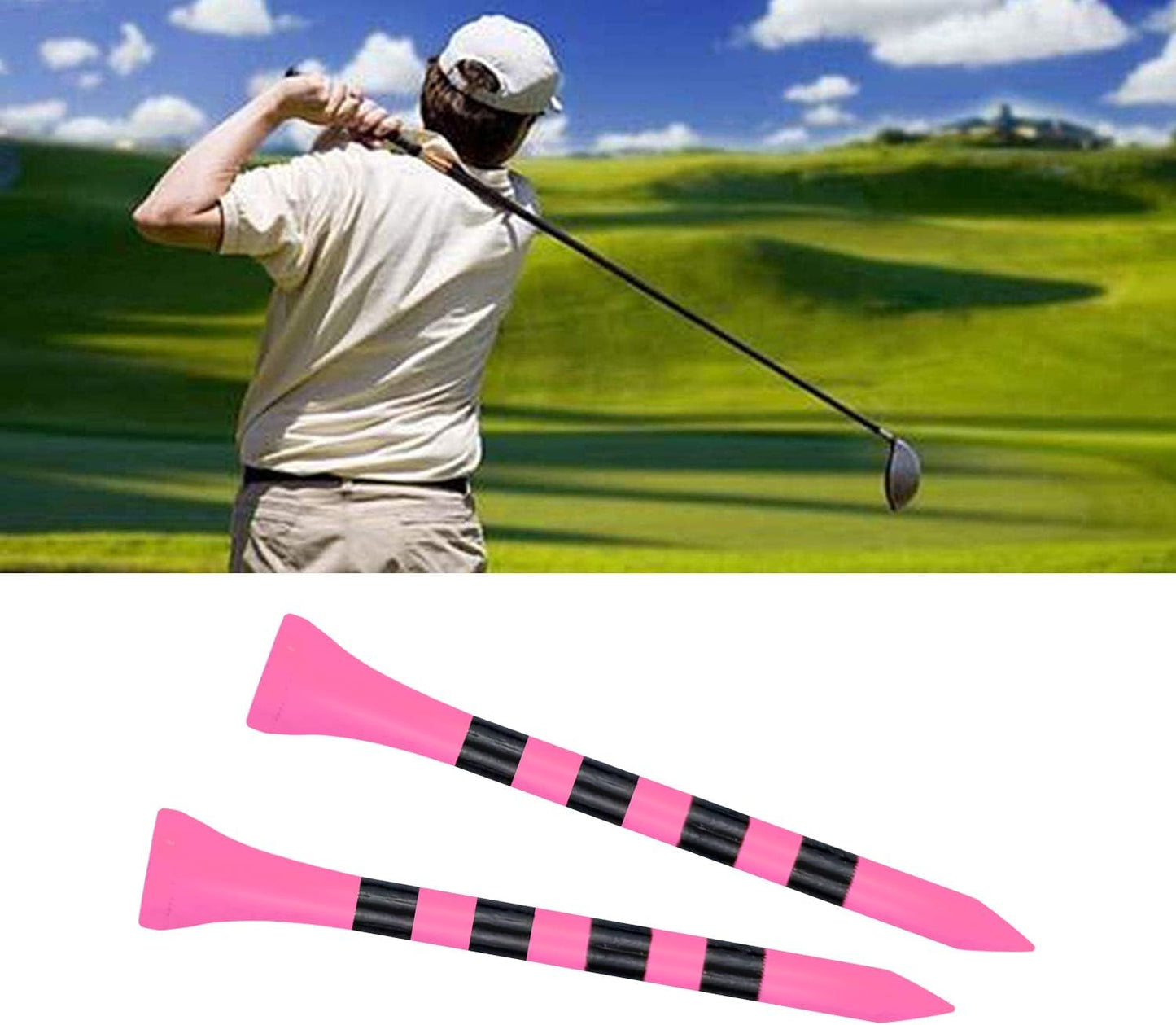 Wooden Golf Tees 3-1/4", 2-3/4", 2-1/8", 1-1/2" Available, 100 Count (Natural Color, White, Black, Blue, Red, Green, Yellow, Pink, Orange)