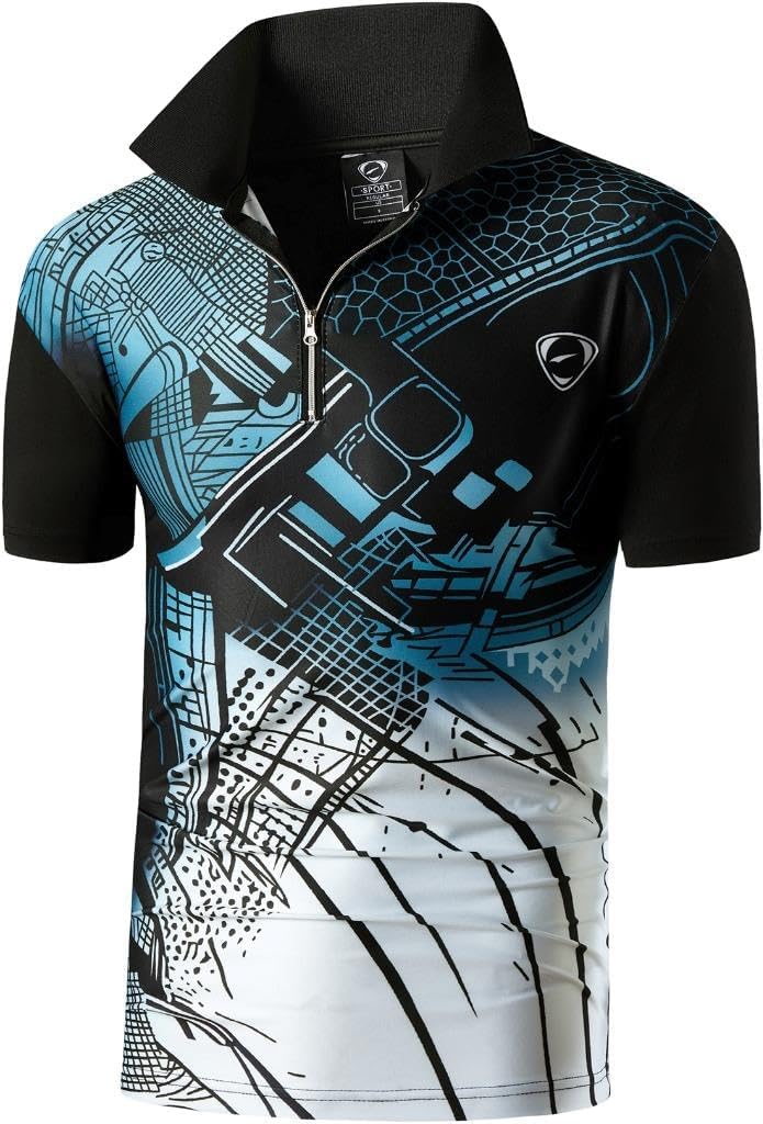 jeansian Men's Sport Outdoor Quick Dry Fit Short Sleeves Polo Tee Shirt Tshirt T-Shirt Tops Golf Tennis Bowling LSL195