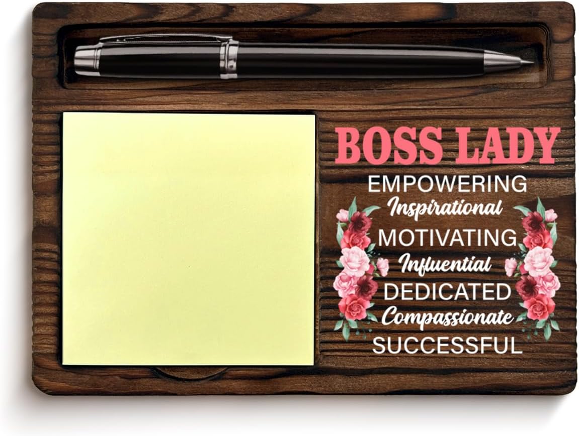 Boss Lady Gifts for Women, Gifts for Bosses Female Leader Boss's Day Retirement Birthday, Best Boss Lady Floral Sticky Note Holder Office Cubicle Decor