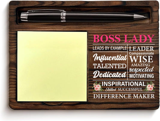 Best Boss Lady Gifts for Women, Thank You Appreciation Gift for Boss Lady Difference Maker Self-Stick Note Pad Holders Office Decor