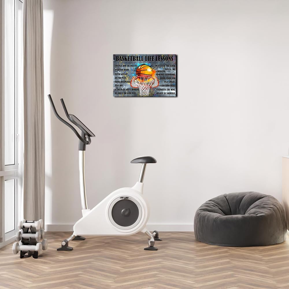 Strofupp Basketball Posters Framed Sport Quotes Picture Wall Decor Modern Vintage Motivational Basketball Wall Art Life Lessons Poster 12x18 inches