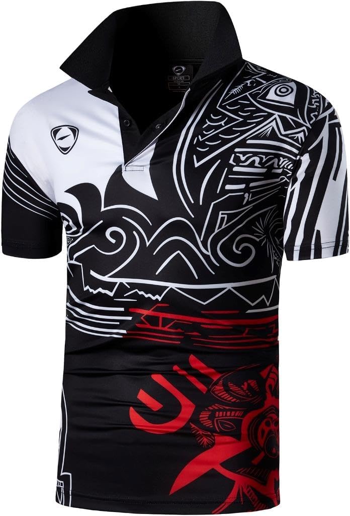 jeansian Men's Sport Outdoor Quick Dry Fit Short Sleeves Polo Tee Shirt Tshirt T-Shirt Tops Golf Tennis Bowling LSL195