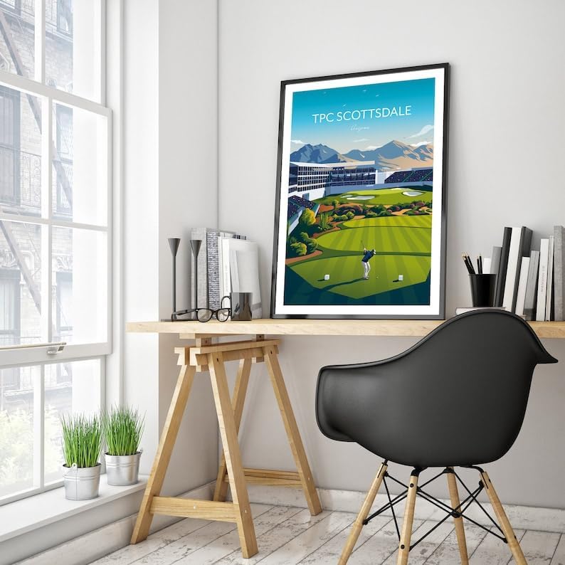 Nationcog WM Phoenix Open Golf Print - TPC Scottsdale Stadium Course 16th Hole, Arizona, TPC Scottsdale Golf Poster, Arizona Golf Course Art, Stadium Hole 16 Print (Unframed) (20x30)