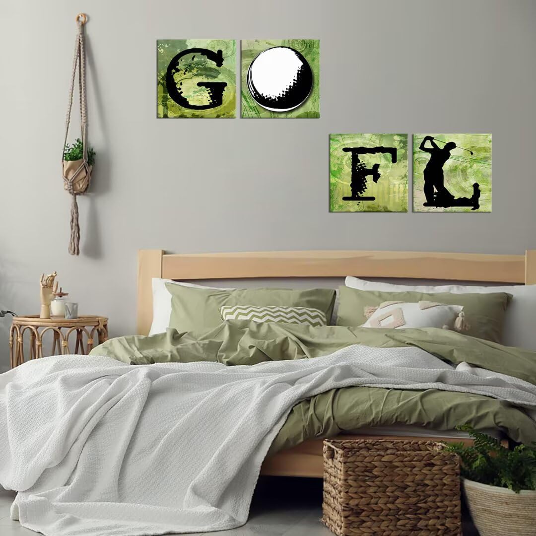 Pankila Golf Canvas Wall Art Golf Sports Wall Decor Green Leisure Poster Artwork for Gym Living Room Office Man Bedroom Painting Modern Minimalism Frame Print Artwork (24''W x 24''H x 4)