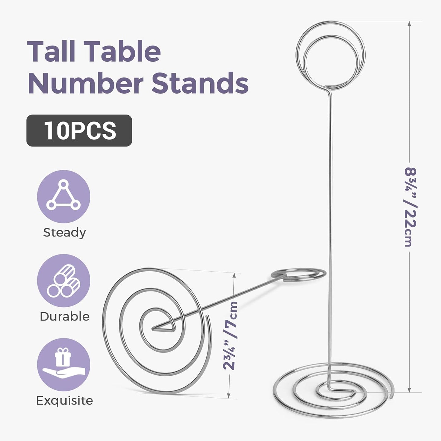 Table Number Holders 10Pcs - 8.75 inch Place Card Holder Tall Table Number Stands for Wedding Party Graduation Reception Restaurant Home Centerpiece Decorations Office Memo (Silver)