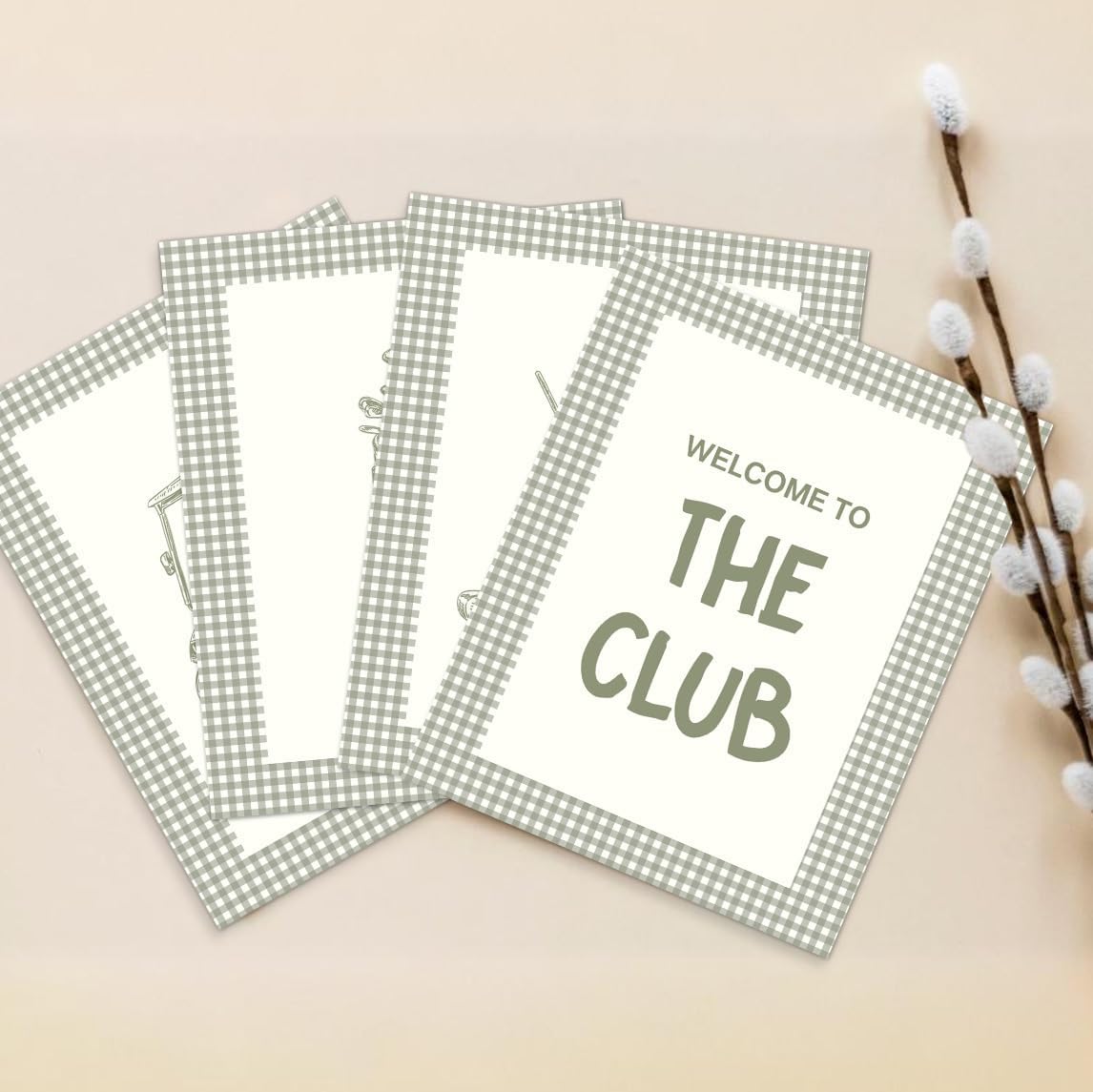 laveliabel Golf Wall Art Prints Set of 4 Unframed, Golf Pictures Wall Decor, GolfGifts for Men, Green Checkered Welcome to The Club Poster Prints for Home Room GolfOffice WallDecor 8x10inches