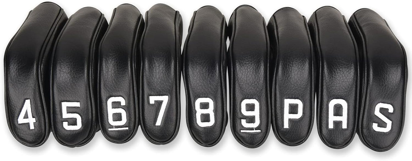 BIG TEETH Golf Hybrid Iron Head Cover 9Pcs, Long Hybrids Iron Covers Head Covers Set, Golf Club Covers W/Big NO. Fits for Cleveland Launcher Cobra T Rail Hybrid Irons