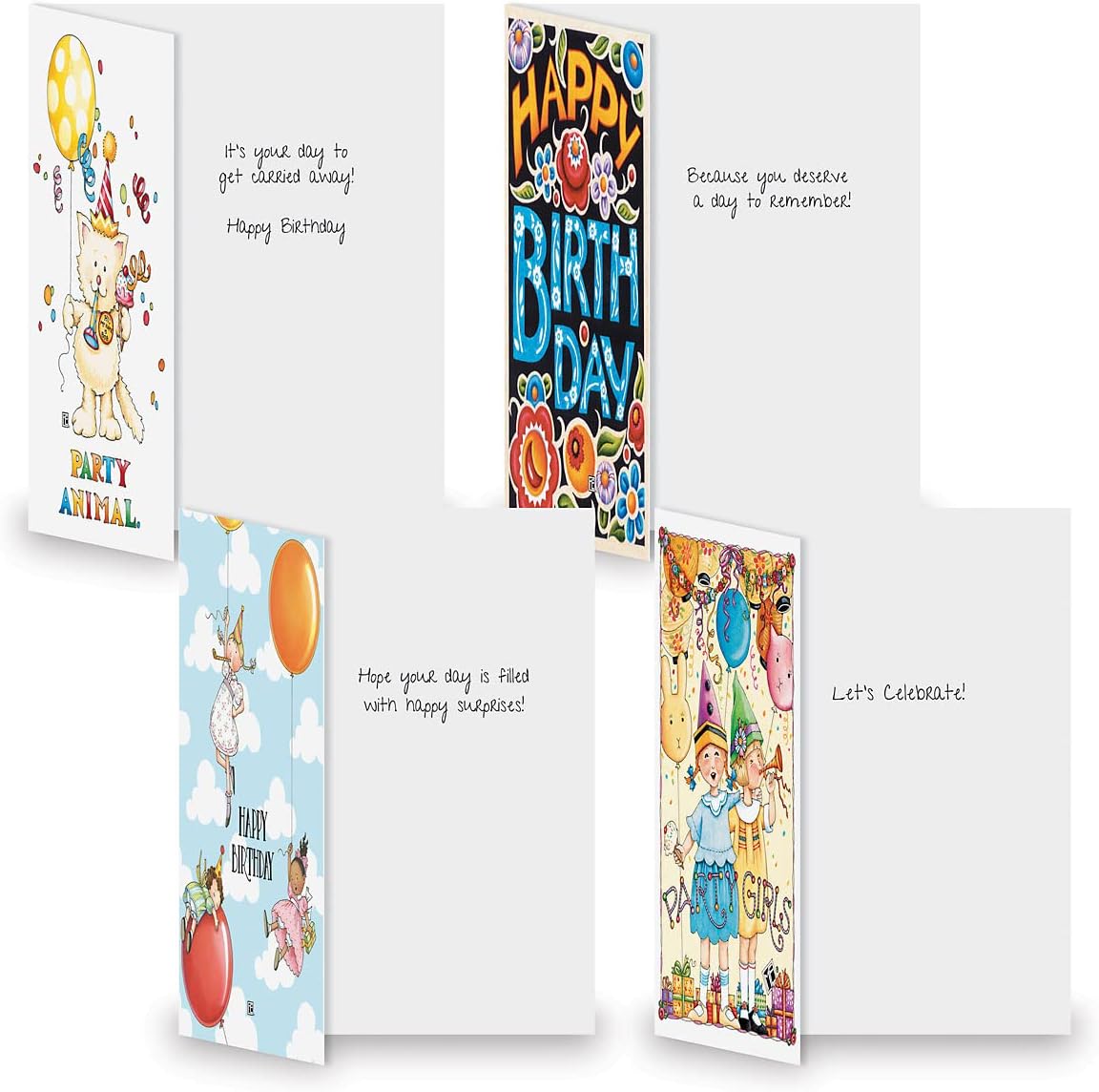 Current Mary Bright Happy Birthday Greeting Card Set - Value Pack of 20 Cards With White Envelopes, 10 Designs, Large 5" x 7" Assortment