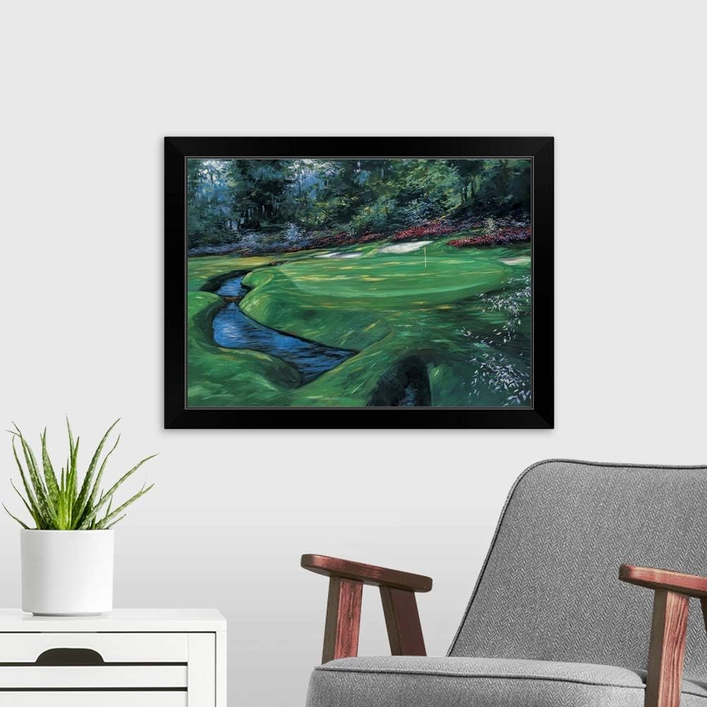 CANVAS ON DEMAND 13th at Augusta Black Framed Art Print, Golf Artwork
