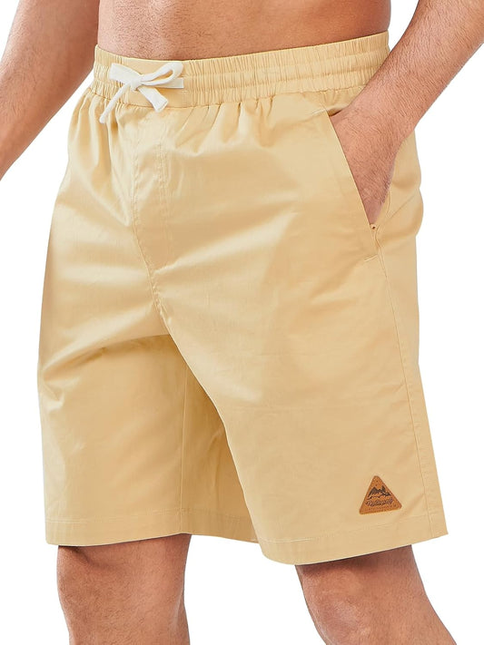 NORTHYARD Mens Casual Shorts-Cotton 9" Golf Hiking Drawstring Elastic Waist Work Shorts with Zipper Pockets