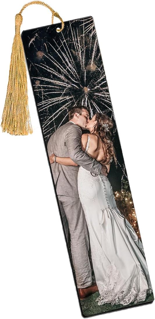 Custom Bookmark - Personalized Metal Bookmarks with Tassel, Customized Photo Color Picture Book Mark Gift for Women Men Readers Kids Book Lover Teacher Classmate Christmas Valentine's Day