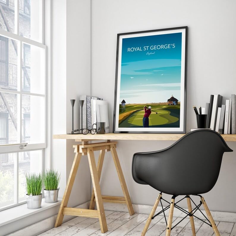 Golf Print Royal St George's - The Open Championship; Royal St George's Golf Poster; England Golf Course Art; British Open Championship Print (Unframed) (12x18)