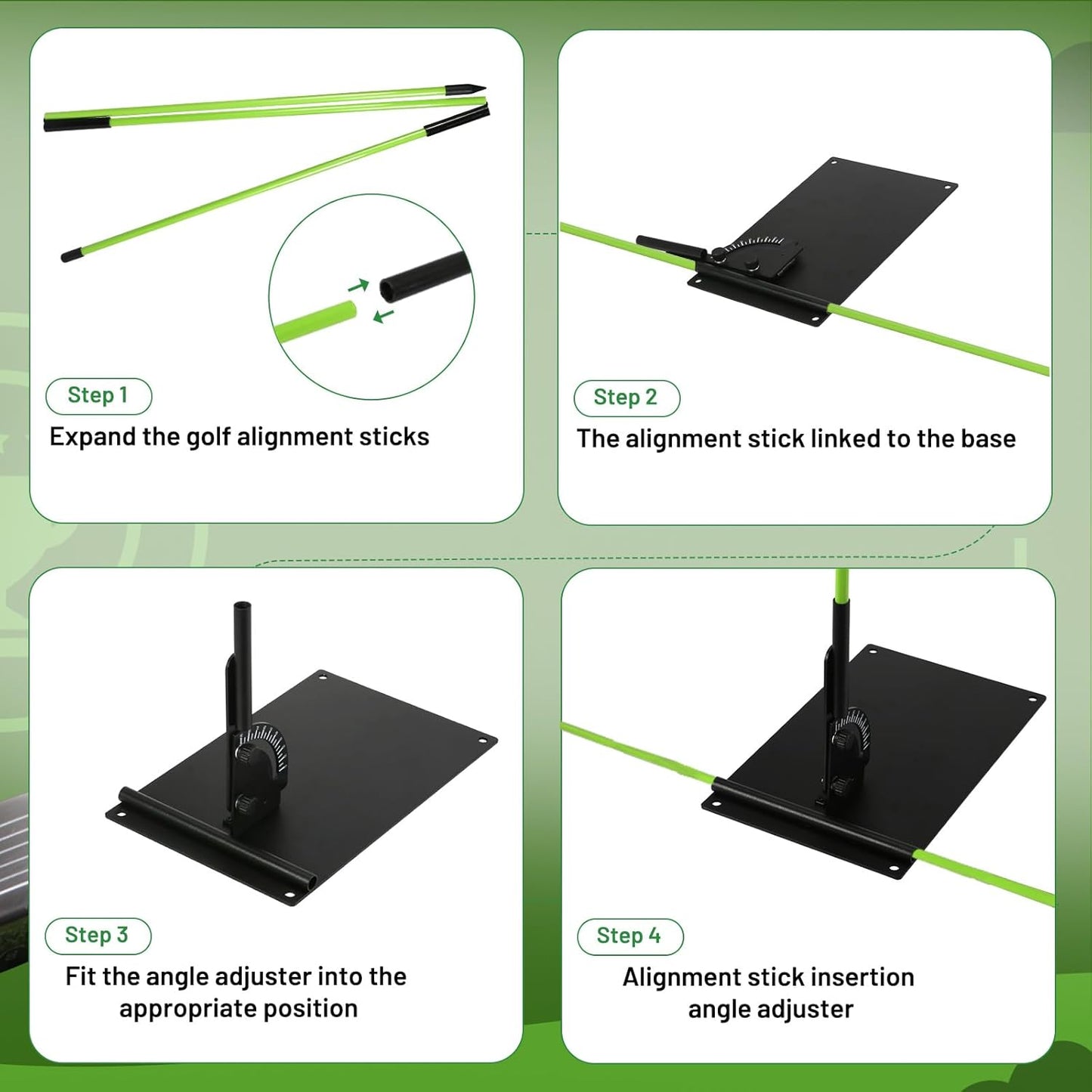 Feroca Golf Alignment Stick Holder with Adjustable Angle Plate, No Stab Ground Portable Golf Training Aid, Swing Plane Trainer to Fix Slices & Straighten Putts