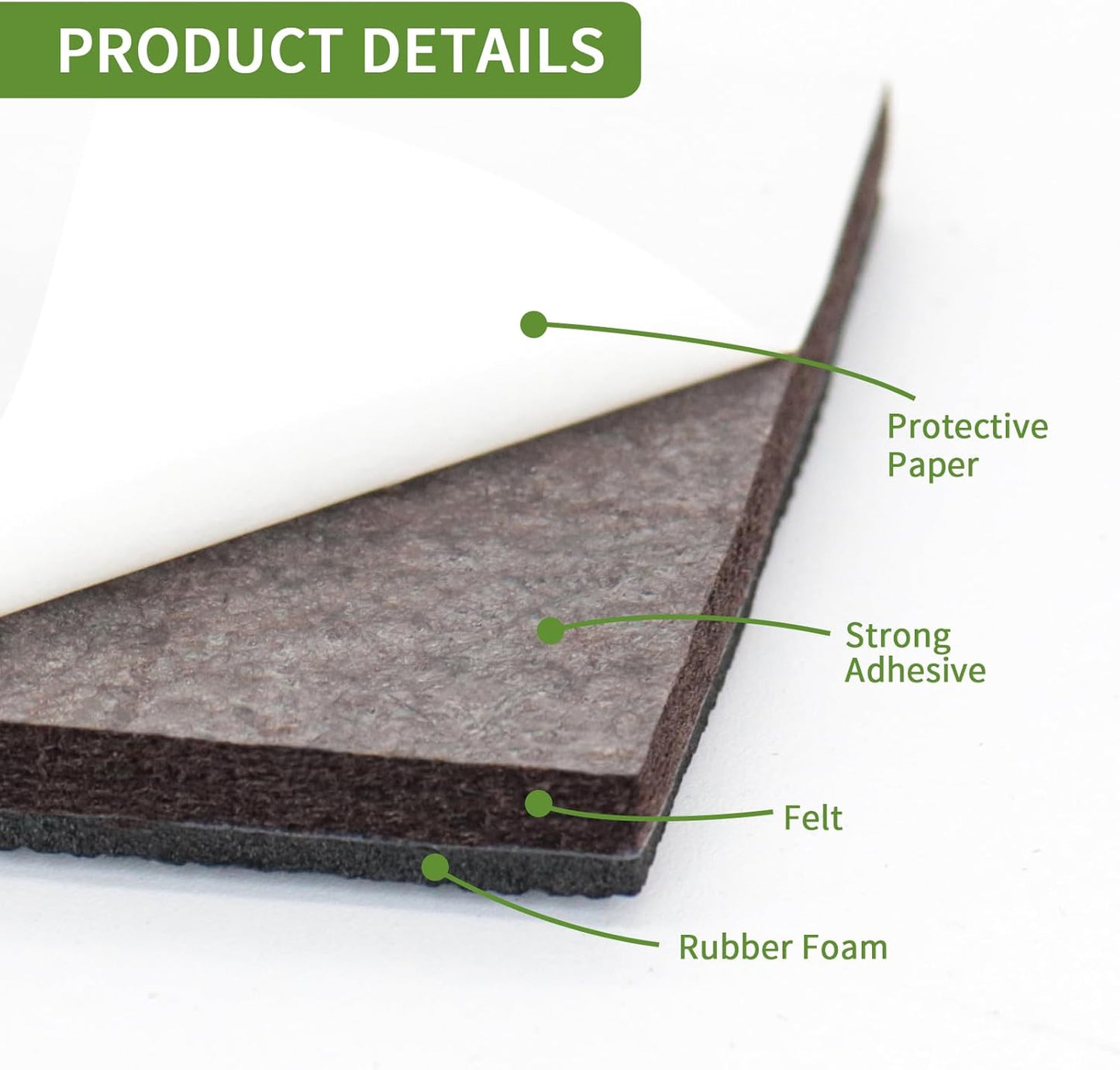 Non Slip Furniture Pads 60 PCS 1'' Square - Anti Slip Furniture Pads - Self Adhesive Rubber Feet Furniture Feet - Chair Leg Floor Protectors - Keep Furniture in Place