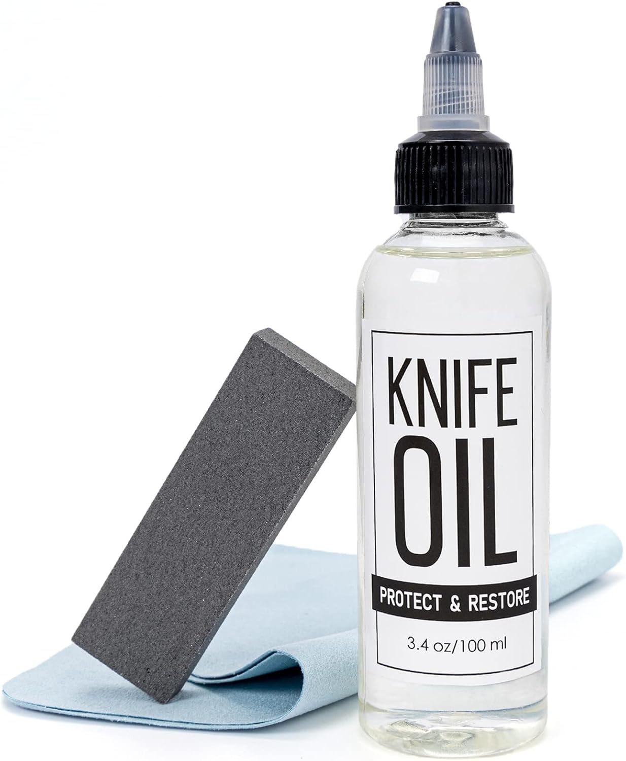 Knife Oil Rust Eraser Kit, Extra Large Rust Remover for Knives, Sword Maintenance Oil (3.4 oz) for Carbon Steel Blade, Cleaning, Protection And Lubricant Care Set