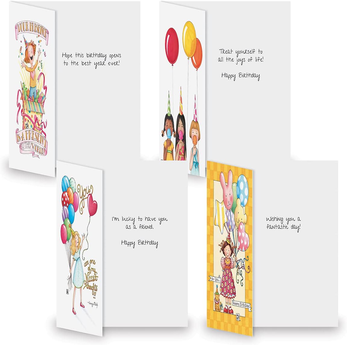 Current Mary Bright Happy Birthday Greeting Card Set - Value Pack of 20 Cards With White Envelopes, 10 Designs, Large 5" x 7" Assortment
