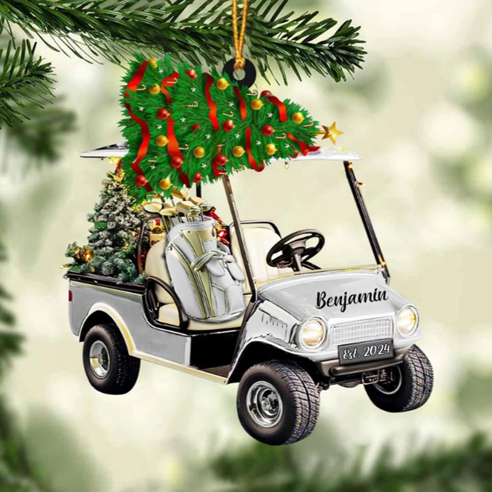 Personalized Golf Car Christmas Ornament, Christmas Ornament, Golf Cart Family, Golf Ornament, Golf Cart Ornament, Golf Christmas Ornaments, Golf Ornaments for Christmas Tree Gift for Golf Lovers/3