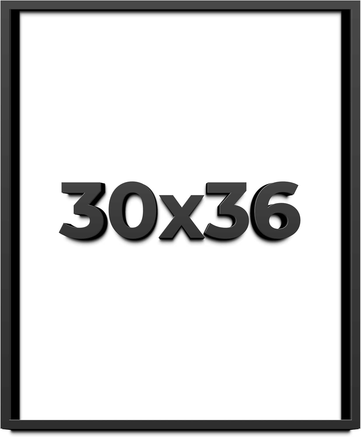 30x36 Shadow Box Black Solid Wood Display Frame with White Acid-Free Backing UV Acrylic & Hanging Hardware - with 3/4" Usable Depth