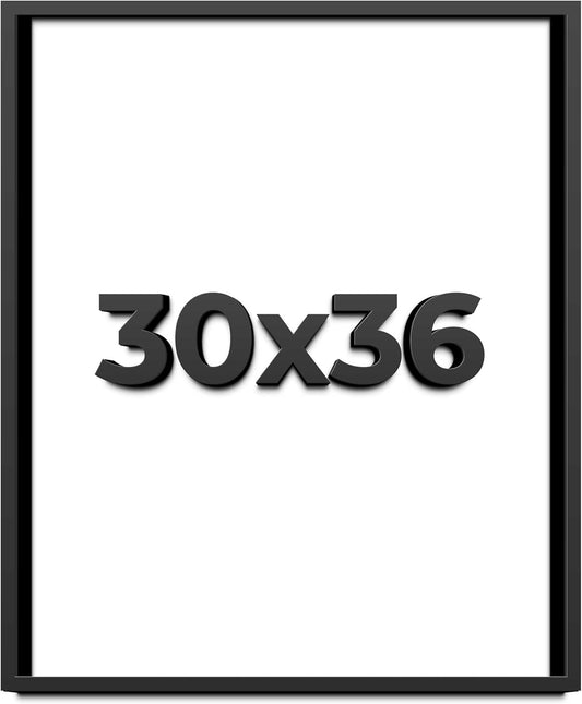 30x36 Shadow Box Black Solid Wood Display Frame with White Acid-Free Backing UV Acrylic & Hanging Hardware - with 3/4" Usable Depth