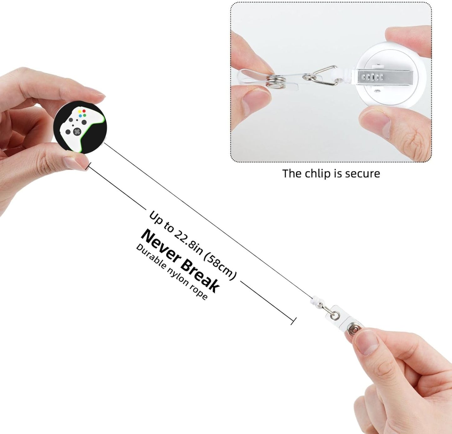 Video Games Badge Reels Retractable Badge Holder with Clip for Id Name Tag Office Worker Student Teacher Nurse Doctor