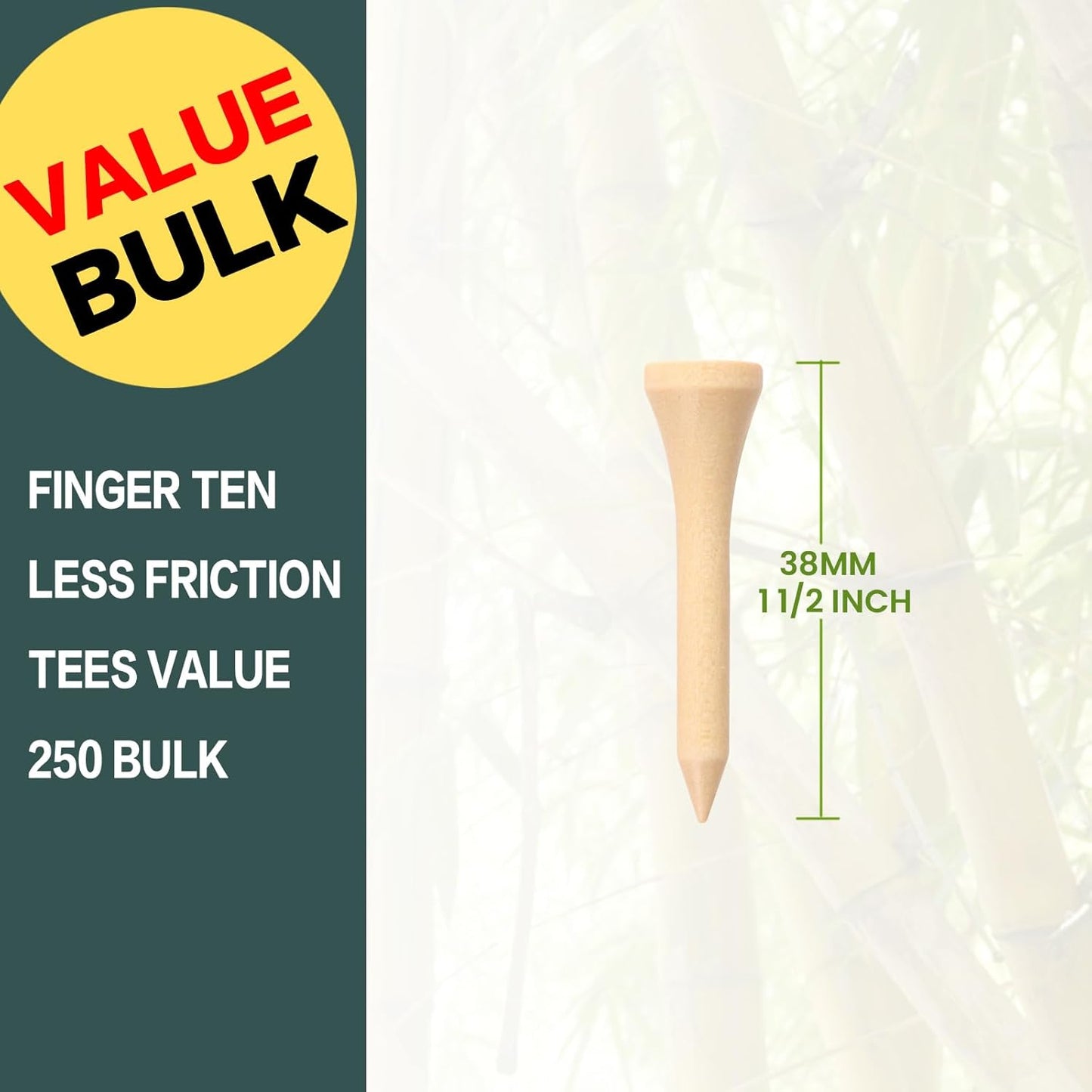 FINGER TEN Bamboo Golf Tees Wood 1 1/2 2 3/4 3 1/4 Inch Wooden Short Long Tee Color Bulk 250/500/1000/2000 Count for Men Women Kids in Red Pink USA Flag