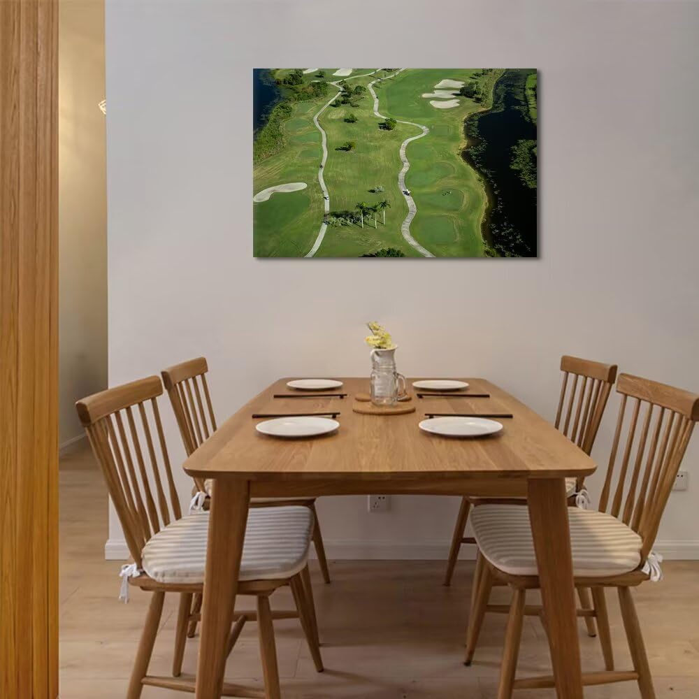 chenchenArt Florida Community Golf Course Wall Art for Living Room Bedroom Bathroom Home Decorations Golf Course Picture Poster Canvas Prints Modern Artwork Framed Ready to Hang(12''H x 16''W)