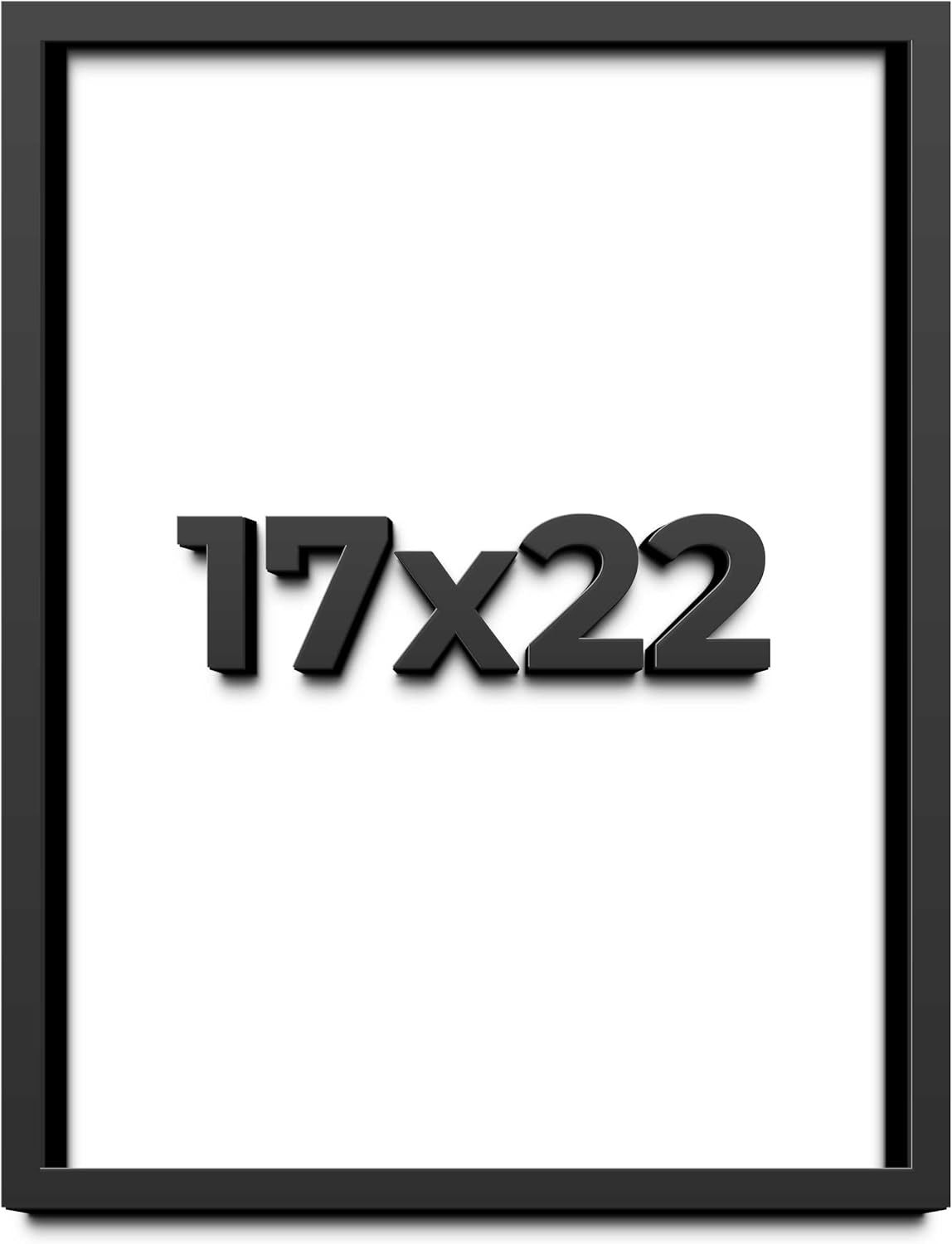 17x22 Shadow Box Black Solid Wood Display Frame with White Acid-Free Backing UV Acrylic & Hanging Hardware - with 3/4" Usable Depth