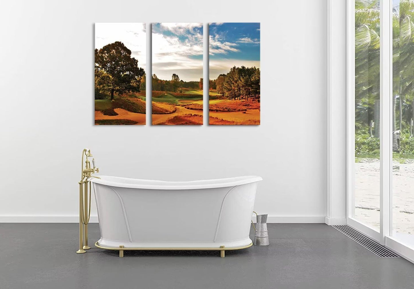 chenchenArt Tobacco Road Golf Course Canvas Wall Art Carolina Golf Course Picture Poster Canvas Prints Wall Decor for Living Room Bedroom Home Decorations Framed Ready to Hang(12''W x 24''H x3)