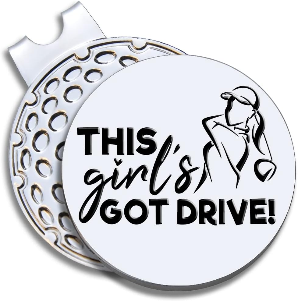 Strong Woman Golfer Ball Marker with Magnetic Hat Clip, Funny Golf Accessories Gifts for Proud Women, Novelty Birthday Gifts for Women Golfer Fan
