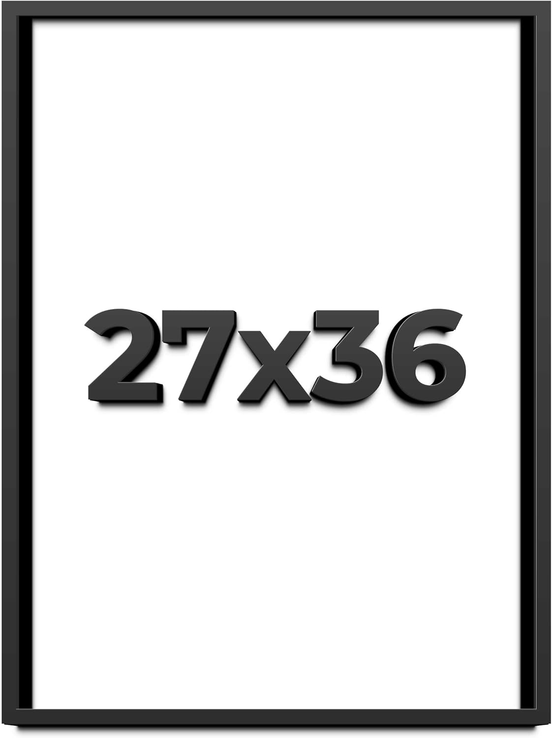 27x36 Shadow Box Black Solid Wood Display Frame with White Acid-Free Backing UV Acrylic & Hanging Hardware - with 3/4" Usable Depth