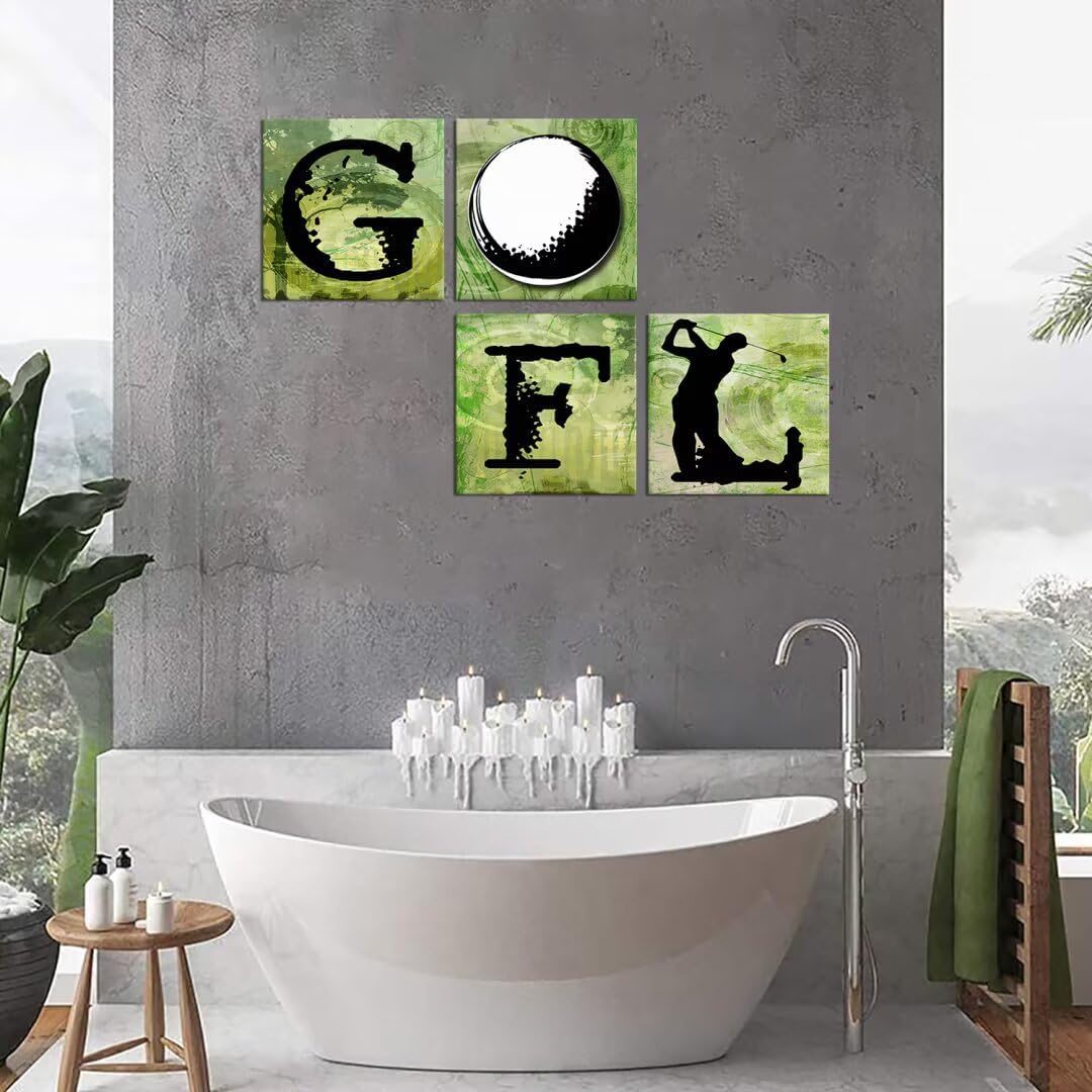 Pankila Golf Canvas Wall Art Golf Sports Wall Decor Green Leisure Poster Artwork for Gym Living Room Office Man Bedroom Painting Modern Minimalism Frame Print Artwork (12''W x 12''H x 4)