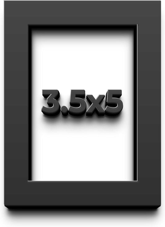 3.5x5 Shadow Box Black Solid Wood Display Frame with White Acid-Free Backing UV Acrylic & Hanging Hardware - with 3/4" Usable Depth