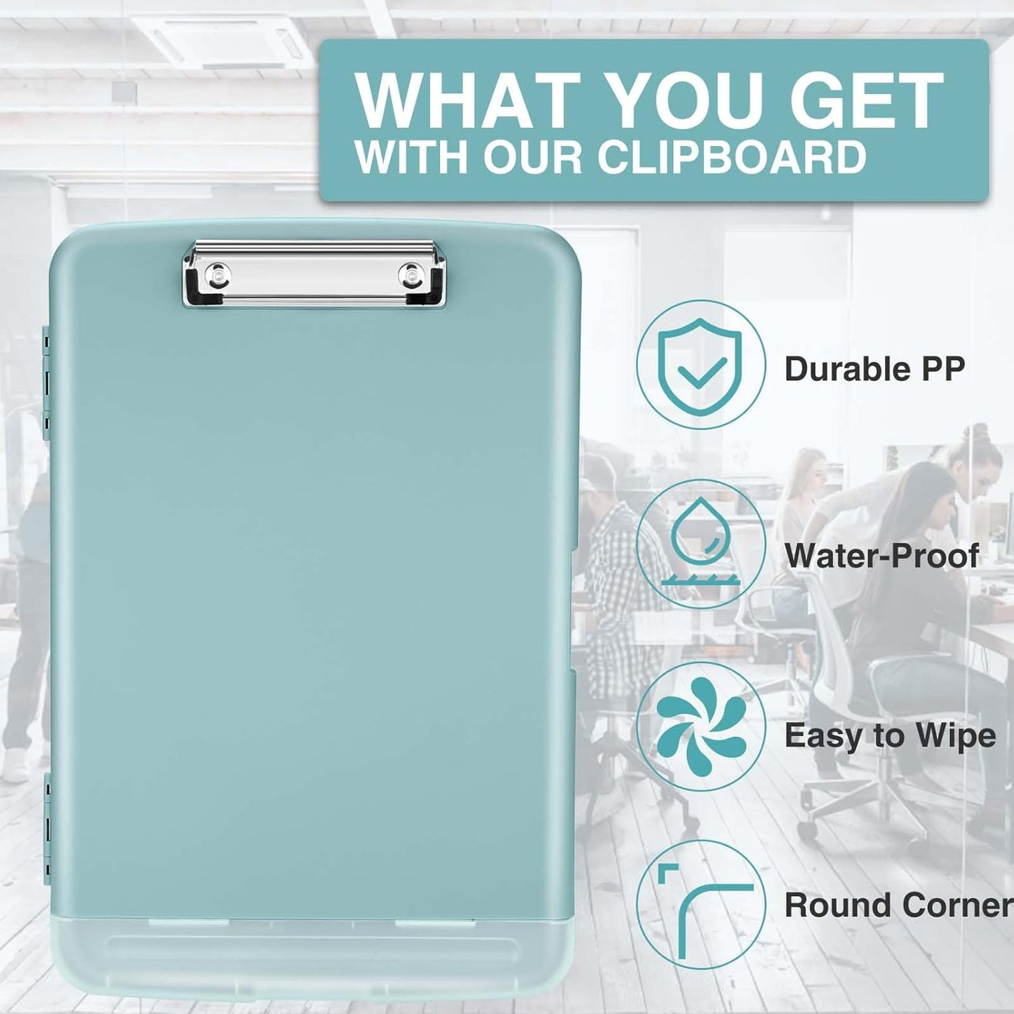 Sooez Clip Boards 8.5x11 with Storage, High Capacity Storage Clipboard, Nursing Clipboard Folder with Pen Holder, Heavy Duty Plastic Clipboard with Low Profile Clip, Clipboard Binder for Teacher, Work