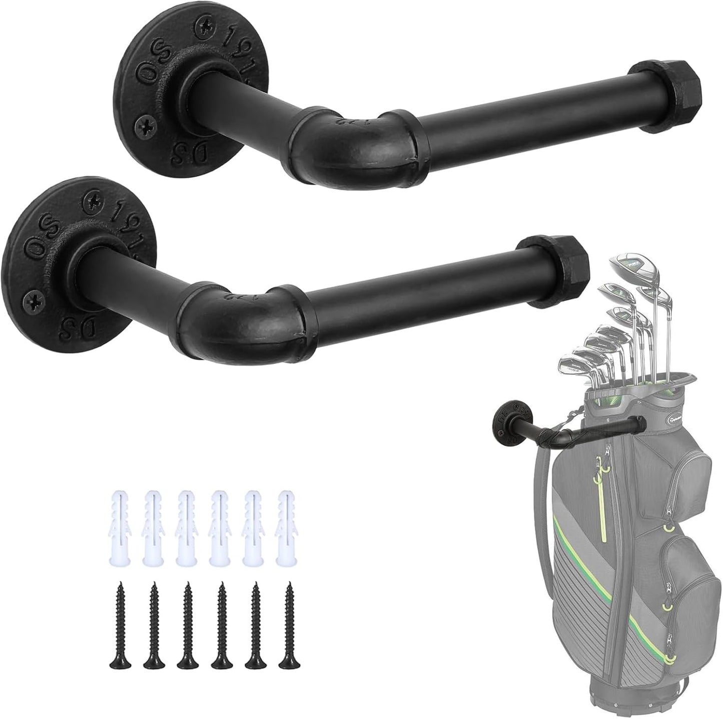 BiJun Wall Mount Golf Bag Storage Rack,Golf Bag Holder Garage Golf Bag Organizer Golf Bag Stand Golf Bag Storage Rack Hangers for Storage Space for Garage