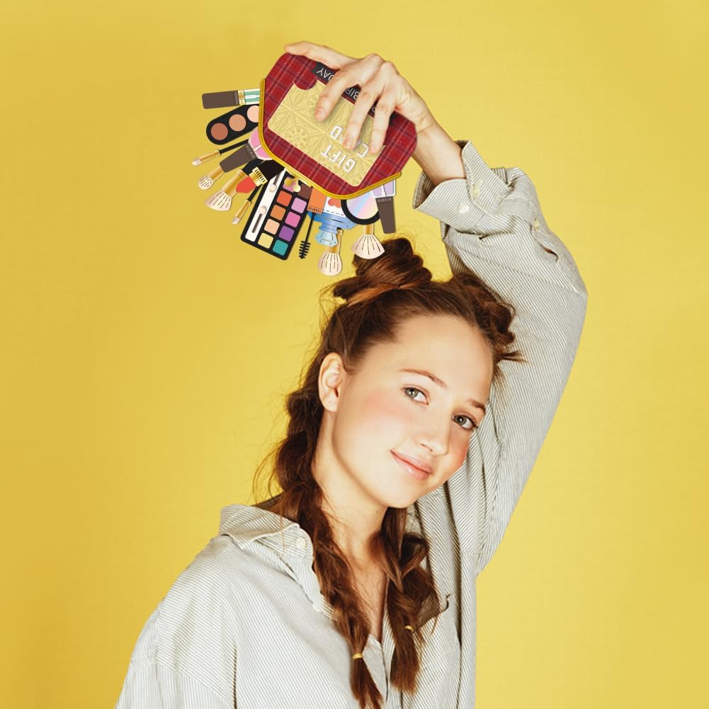 GLOBLELAND Cosmetic Bag Gift Card Holder Cutting Dies for DIY Scrapbooking Makeup Lipstick Brush Eyeshadow Cut Dies for Card Making Embossing Photo Album Craft Decor