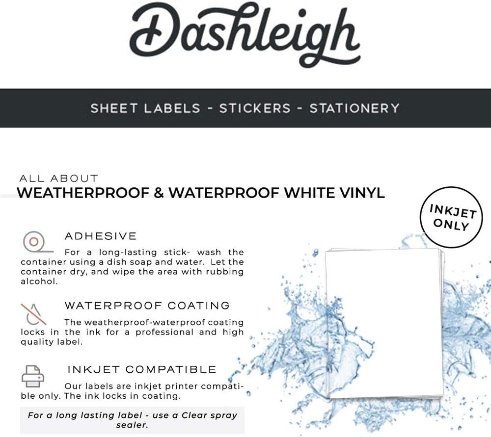 120 Labels for 4 oz Jars, 1.75 in. x 2.75 in. (White Waterproof Vinyl (Inkjet only))