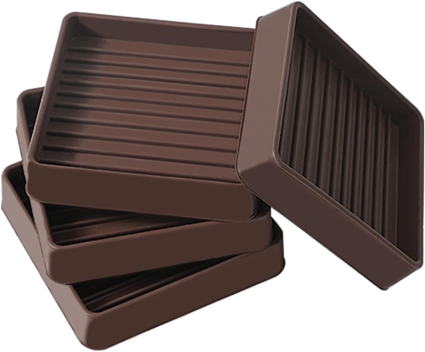 2.5x2.5 Square Rubber Furniture Caster Cups, Anti-Sliding Furniture Pads Bed Stopper Floor Protectors with Grip - Protect Any Flooring