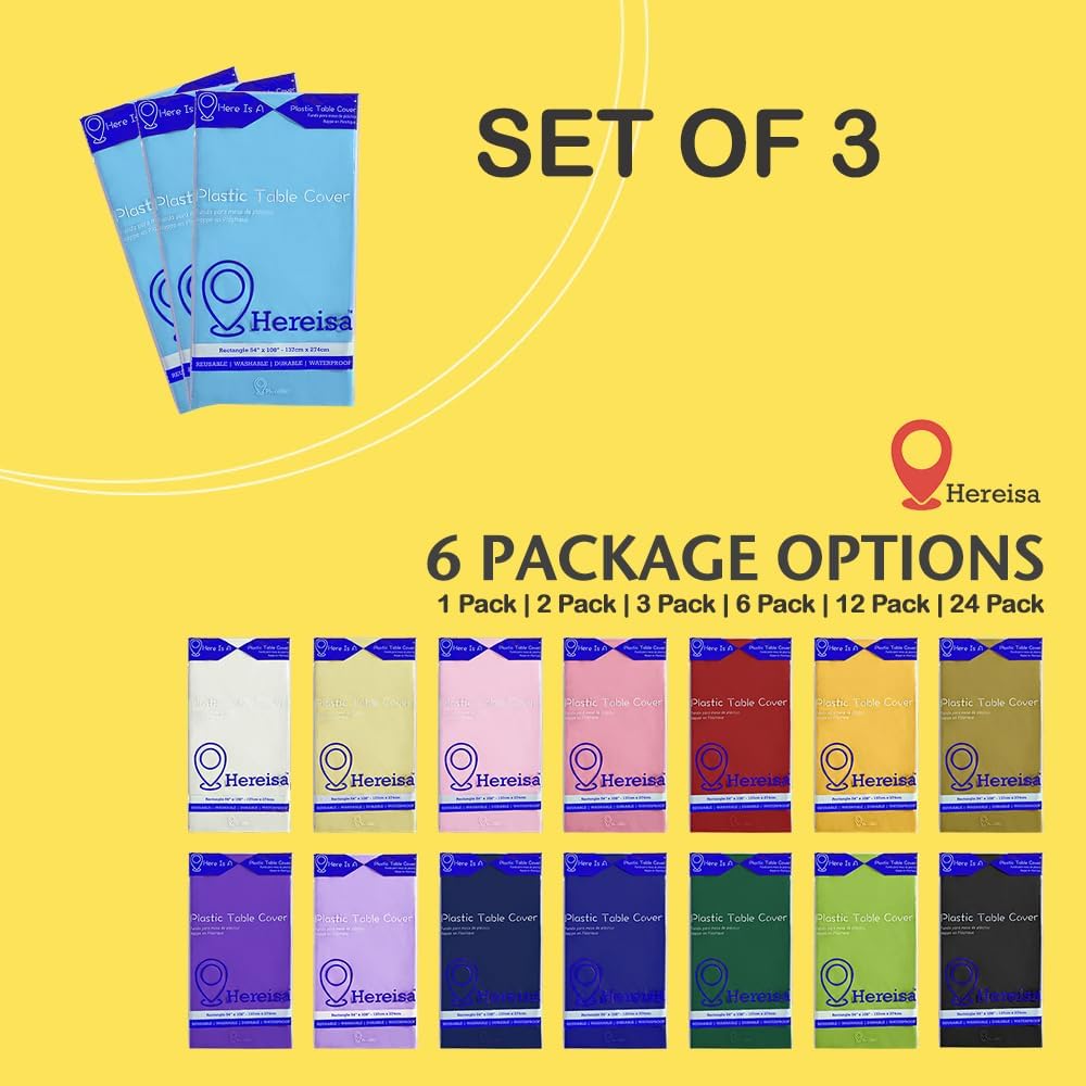 Brand Round Light Blue Plastic 84" Disposable Tablecloth (3 Pack), Party & Event Decorative Cover