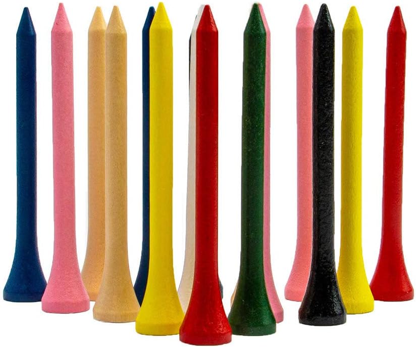 THIODOON Golf Tees Professional Natural Wood Golf Tees Pack of 100, Golfing Tees Multiple Colors Size 3-1/4 inch, 2-3/4 inch or 2-1/8 inch, Tall Golf Tees Bulk Reduce Side Spin and Friction