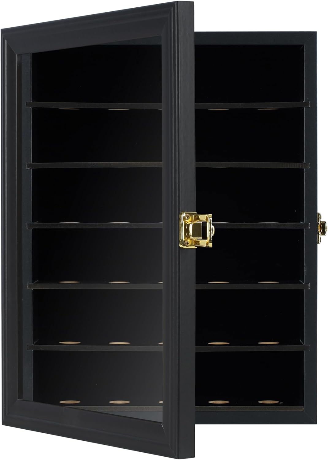 Golf Ball Display Case for 30 Golf Balls, Display Cabinet Great Golfer Memorabilia Gift for Golf Enthusiasts, for Hole-in-1 Display, Wall Mount with Lockable Door Black