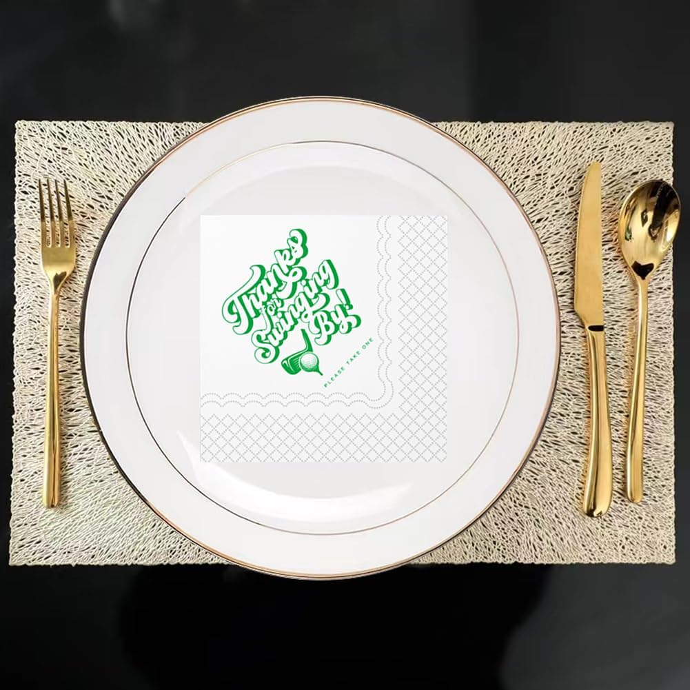 SharkBliss Golf Cocktail Napkins, Thanks For Swinging By Please Take One Disposable Paper Cocktail Beverage Napkins for Golf Theme Party Table Decor 2-Ply, 5x5" (50, Please Take One)