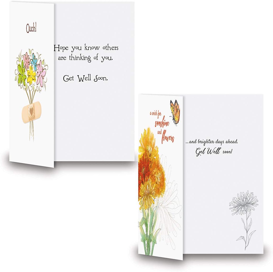 Get Well Greeting Card Value Pack – Set of 18 (9 Designs), Large 5 x 7 inches, Envelopes Included, by Current