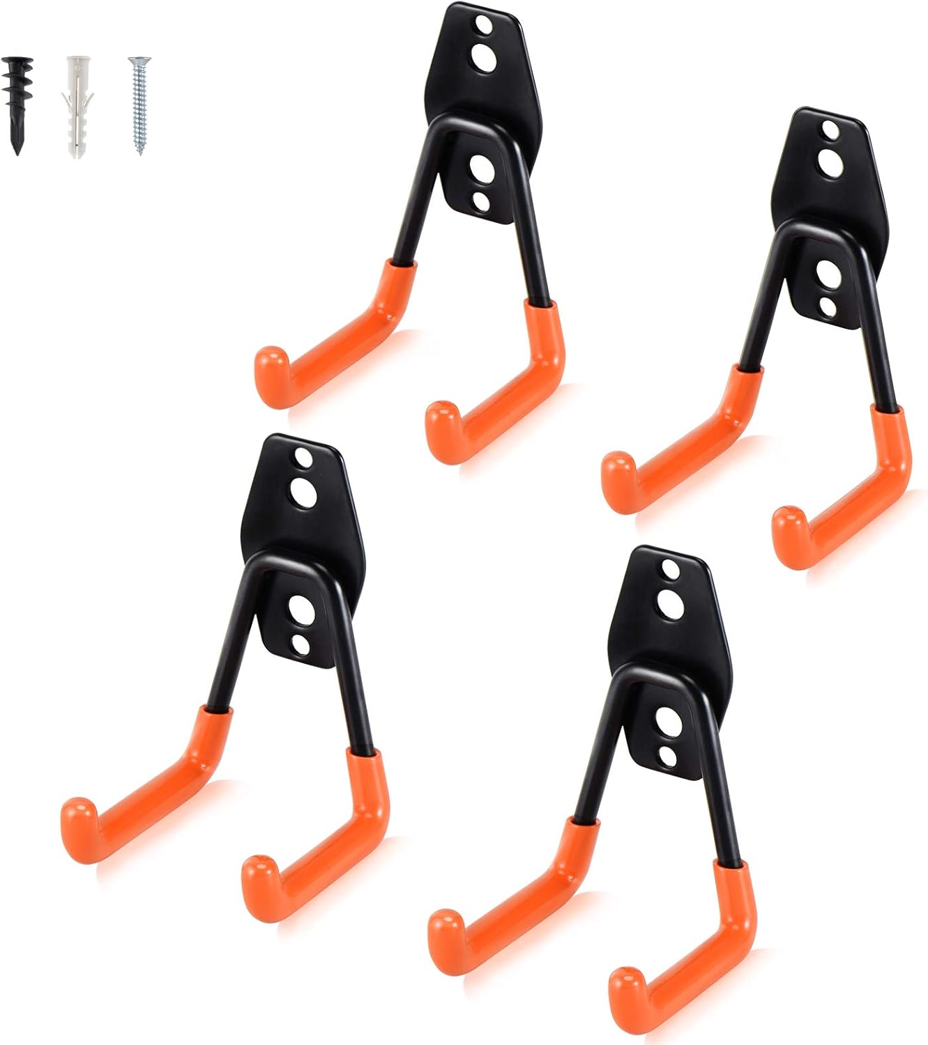 Aoben Heavy Duty Steel Garage Storage Hooks, Utility Tool Hangers and Combinable Wall Mount Hooks for Organizing Ladder, Hold Chairs, Heavy Tools (Small U, 4 Pack)