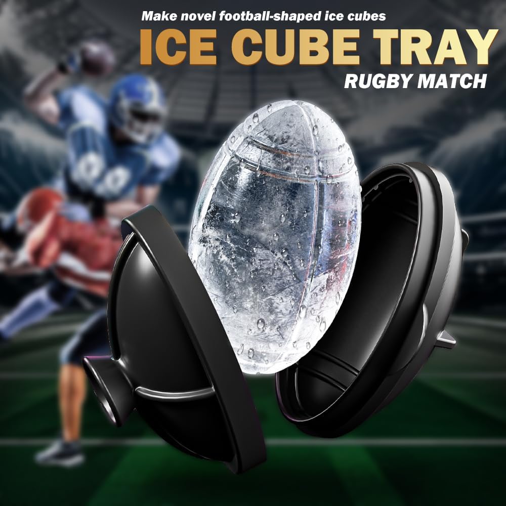 6 Pack Silicone Football Ice Cube Molds 2.2 Inch Large Silicone Fun Shapes Novelty Football Gifts Craft Round Sphere Ice Ball Molds for Cocktails, Bourbon, Brandy, Whiskey (6, Football)