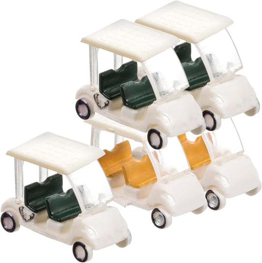 Realistic Mini Golf Carts Toy 1:150 Scale 5pcs Miniature Golf Cart Models for Dollhouse Cake Toppers Decor