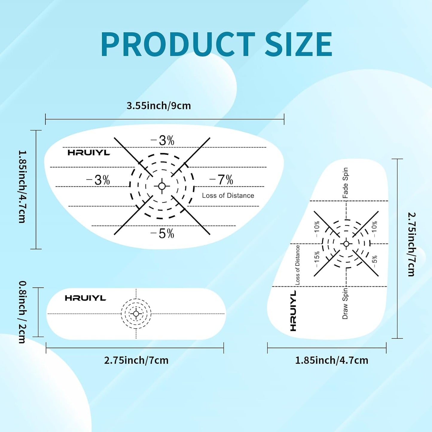 Golf Impact Tape, Golf Impact Stickers, Golf Stickers, Mpact Tape for Golf Clubs, Golf Tape, Golf Club Labels Personalized, Self-Teaching Sweet Spot and Consistency Analysis