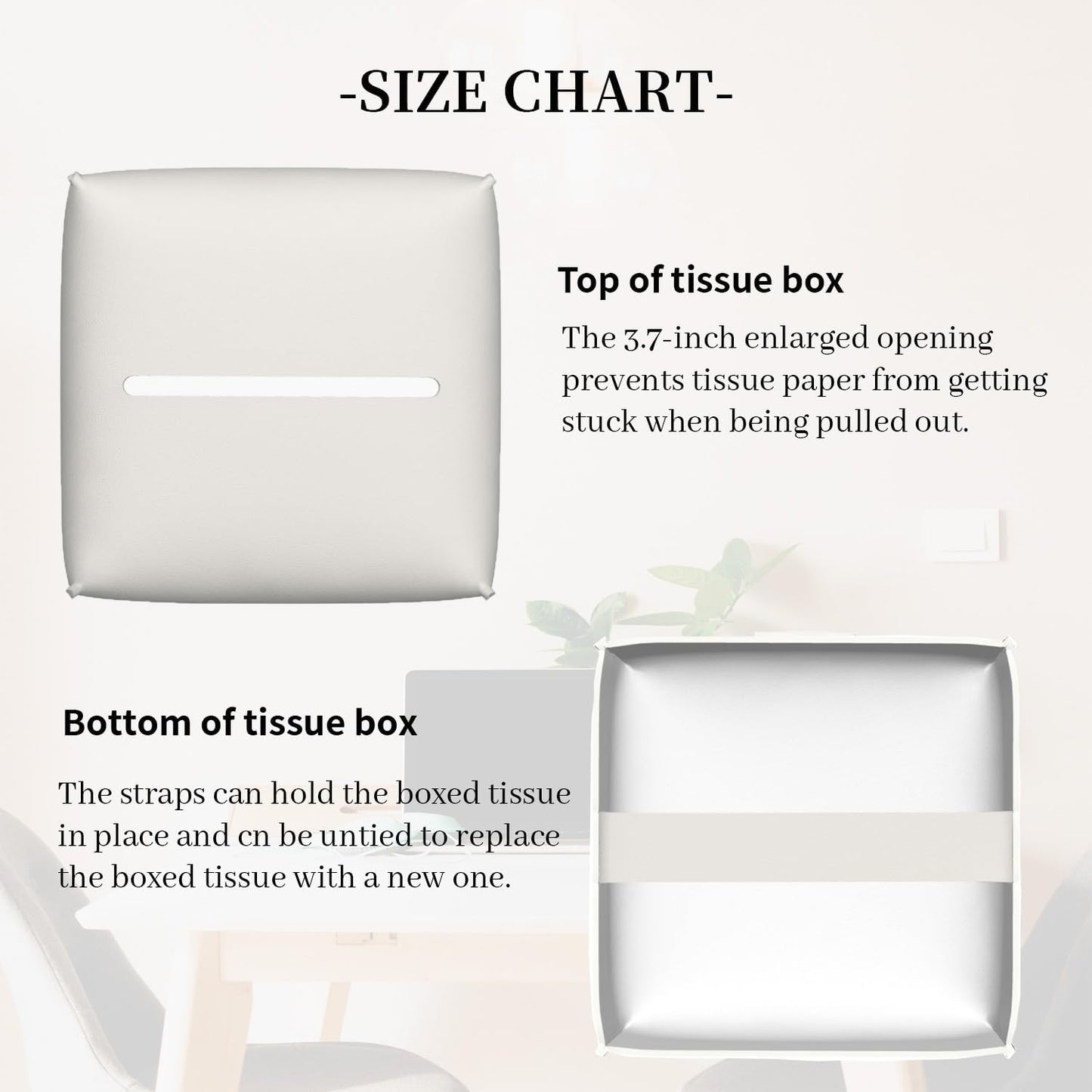 Tissue Box Cover Square, Herbs and Wild Flowers Leather Tissue Box Holder Decorative Organizer for Bathroom, Home Office Car Decor